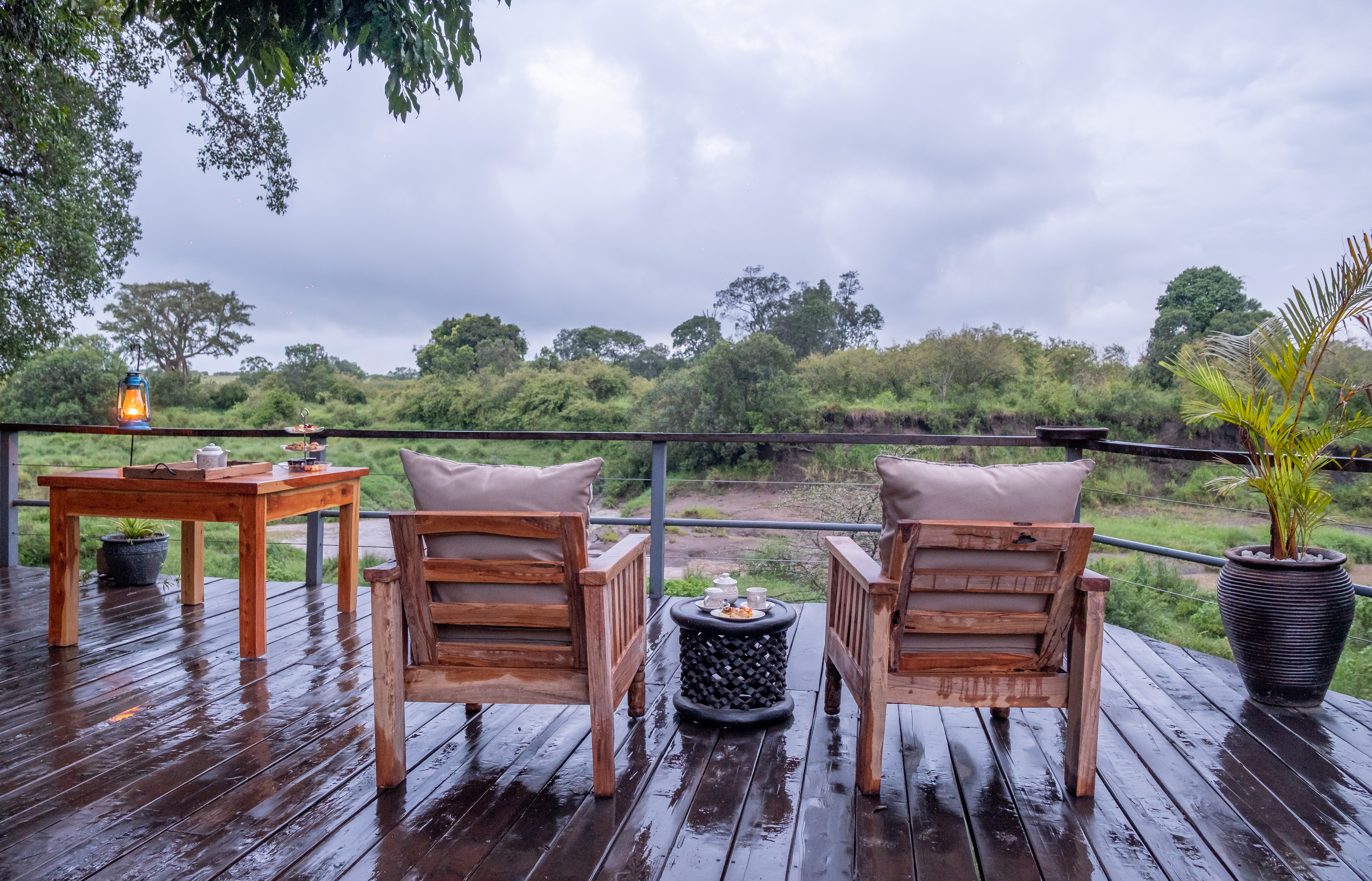 Morning lounge chairs overlooking the Olare Orok